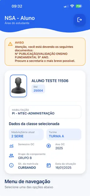 NSA - Aluno App iPhone screenshot 3