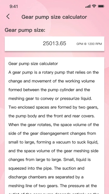 Gear pump size calculator