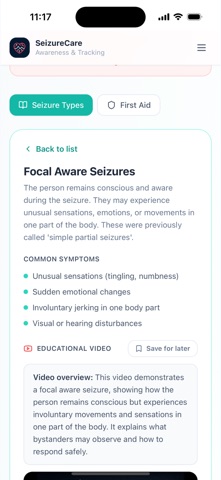 SeizureCare iPhone screenshot