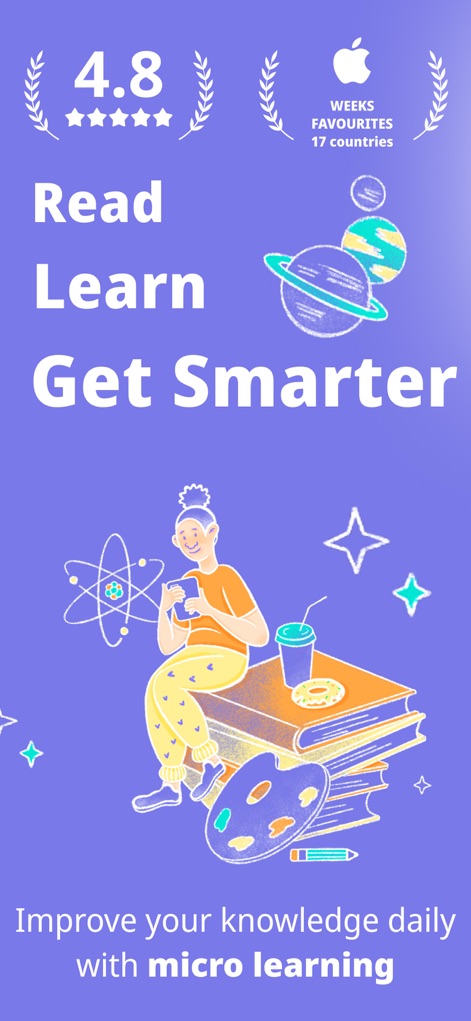Nerdish: Daily Smart Learning - Discover the app's impressive "4.8 rating" and the core "micro learning" approach that makes daily knowledge acquisition simple.