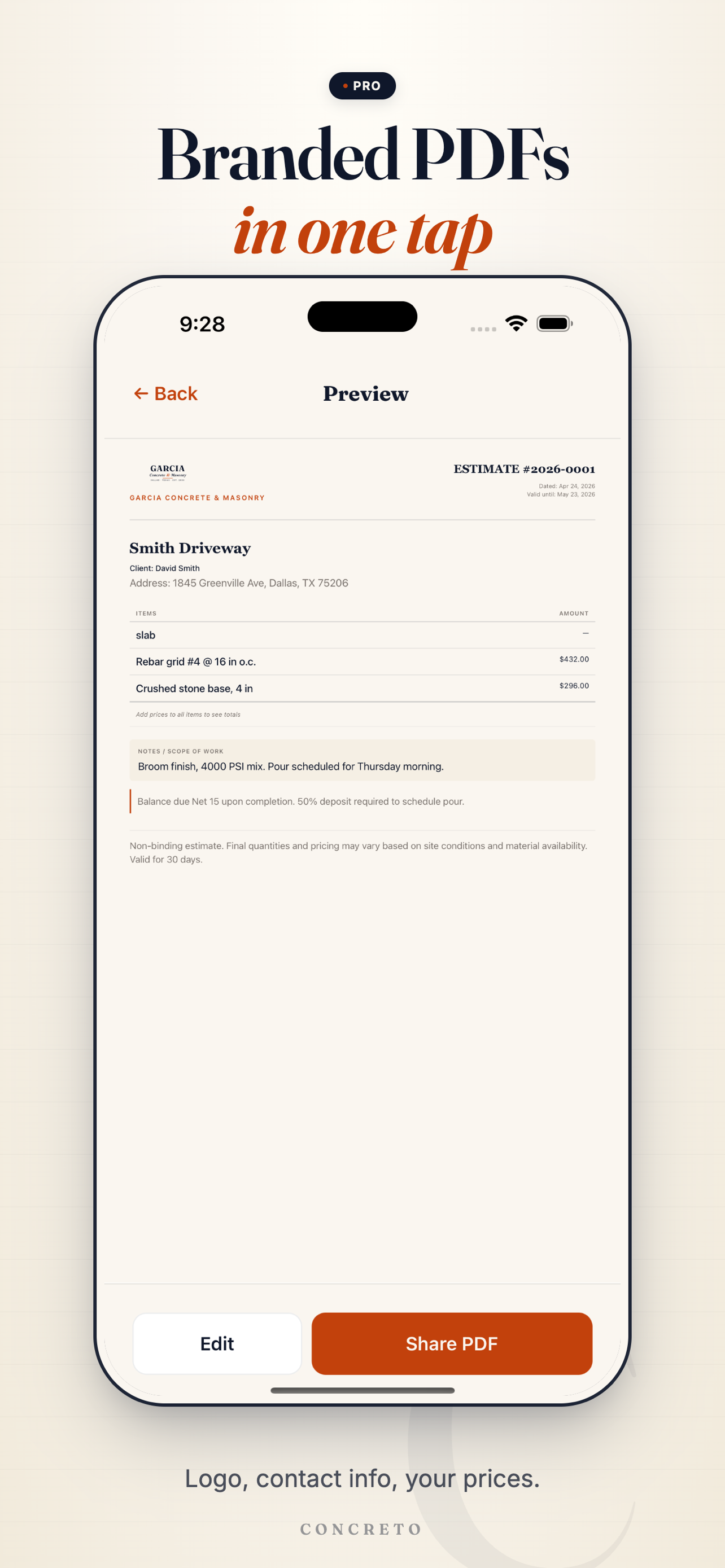 Concreto: Concrete Calculator
