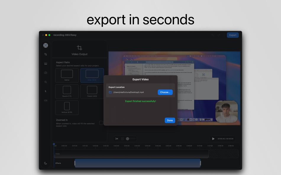 #5. flowy screen recorder & editor (macOS) 由: Vlad Furtuna