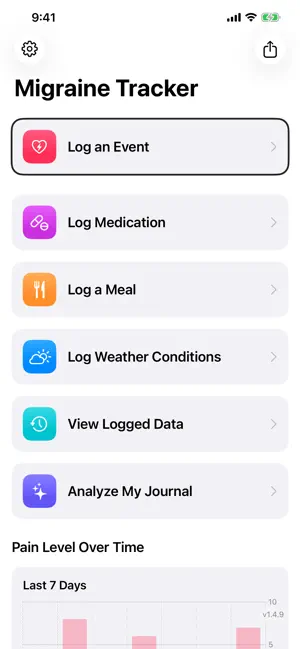 Migraine Tracker Mobile screenshot 1