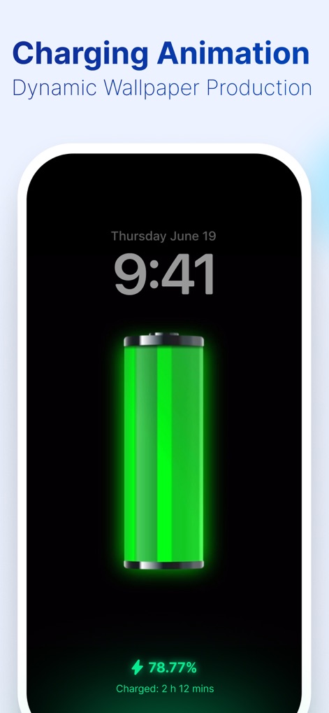 CleanSweep Go: Phone Booster - La aplicación ilustra una llamativa animación de batería verde brillante que llena la pantalla, junto con la estimación de tiempo de carga detallada para el usuario.