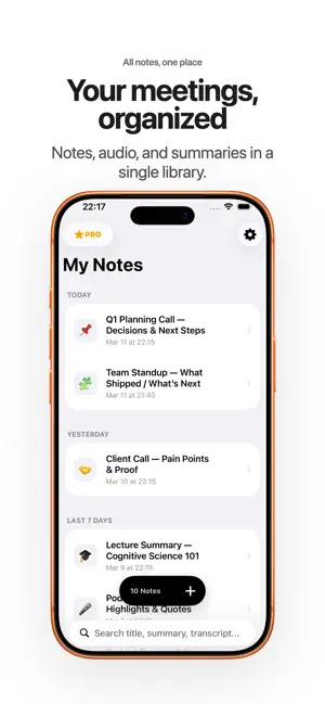 Ai meeting note taker, summary screenshot 1