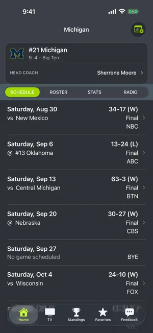 Michigan Football Schedules screenshot 1