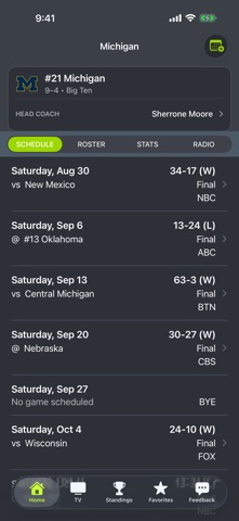 Michigan Football Schedules app screenshot