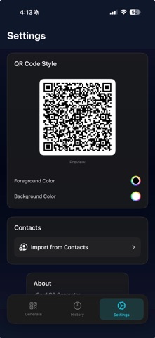 vCard QR screenshot