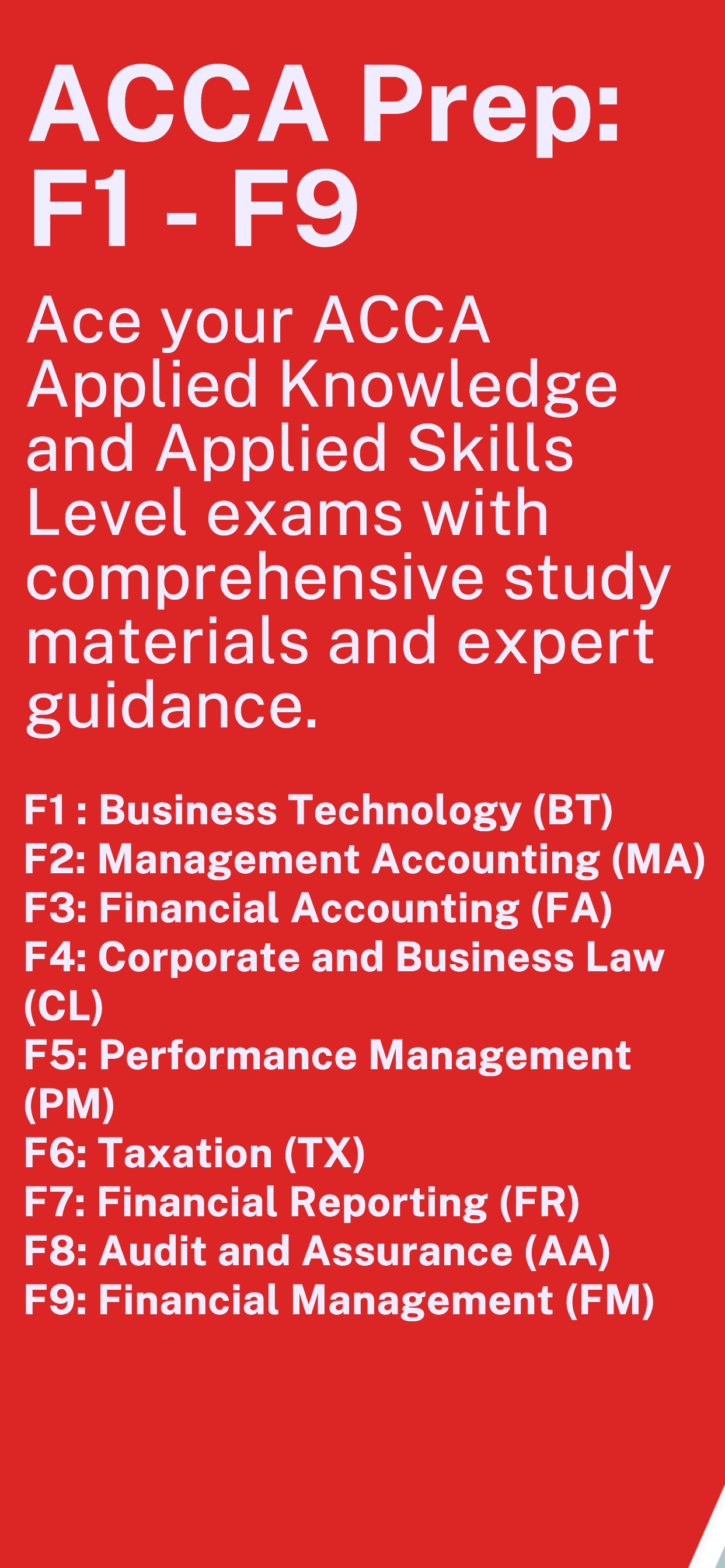 ACCA (F1-F9) Exam Prep