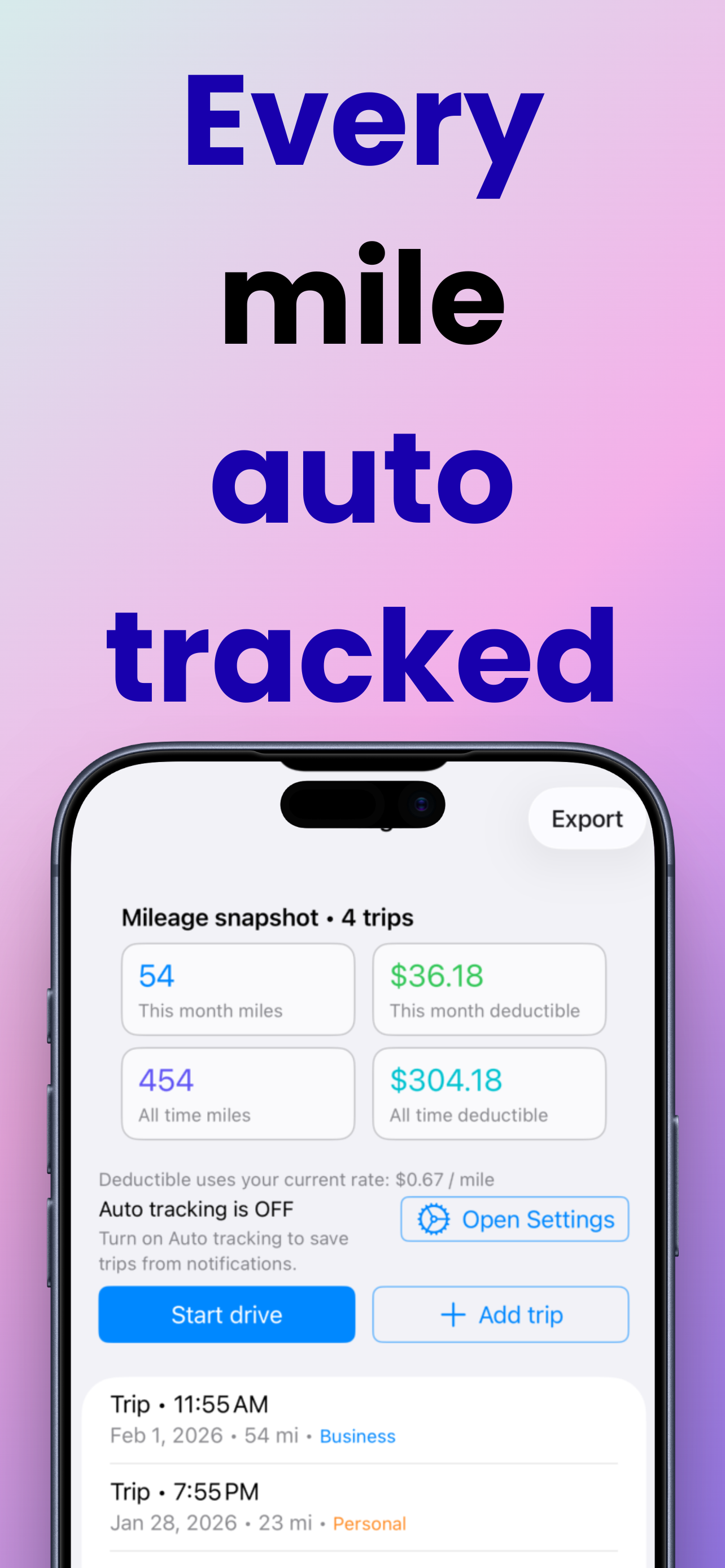 Receipts: Mileage, Tax Tracker