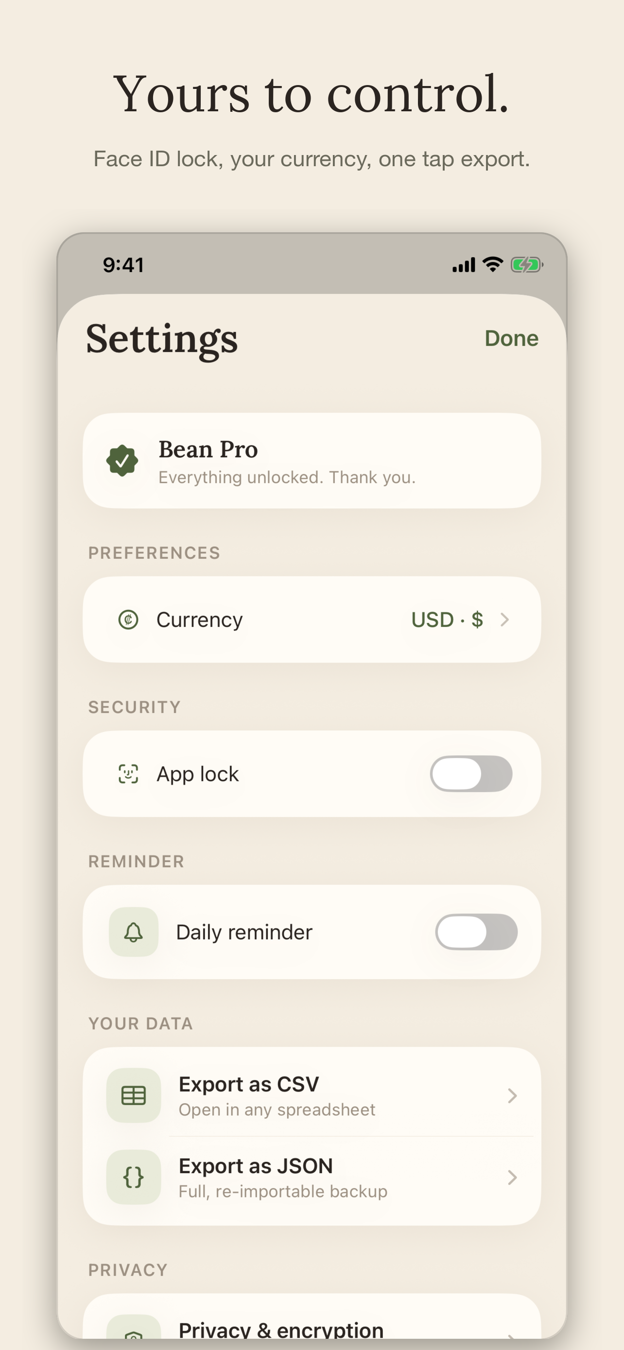 Bean: Private Expense Tracker screenshot 5