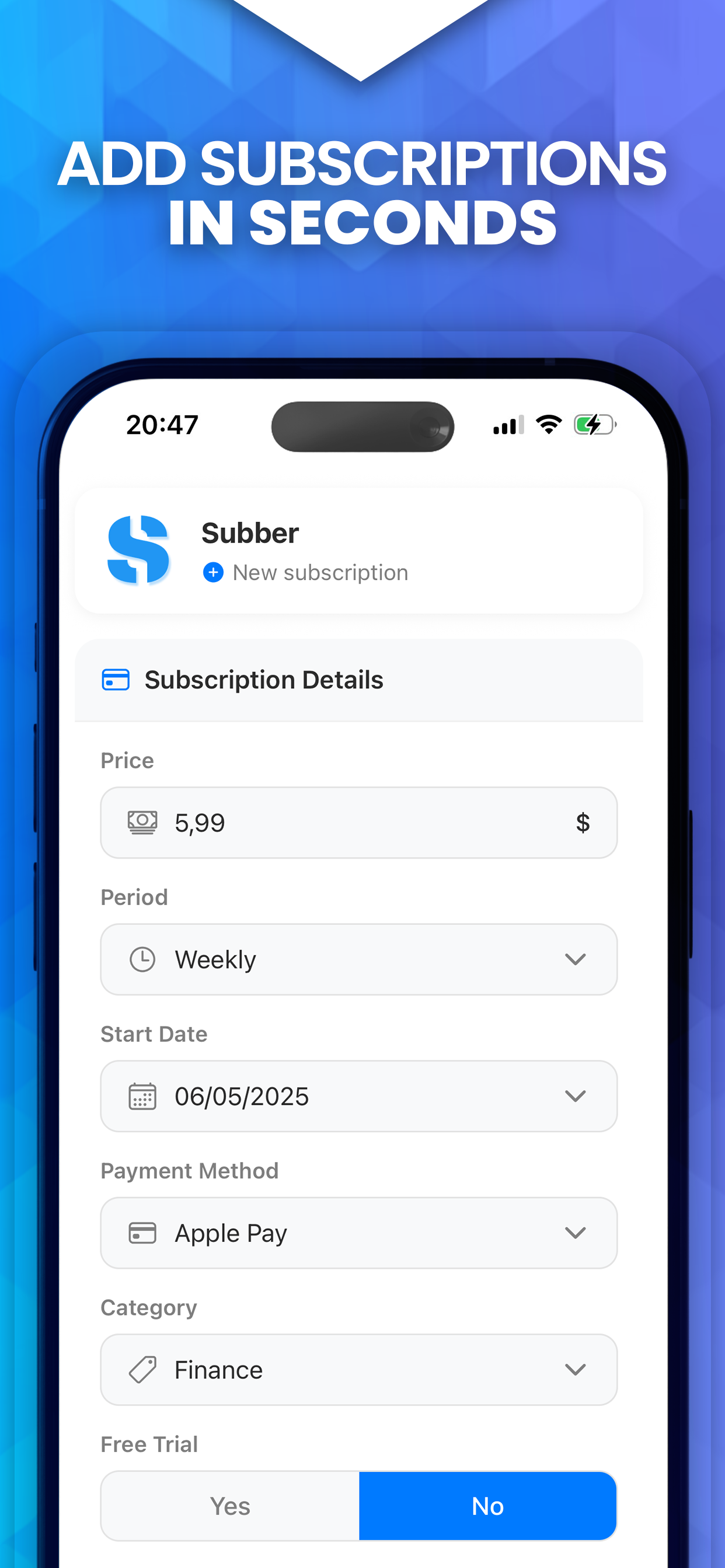 Subber - Manage your expenses