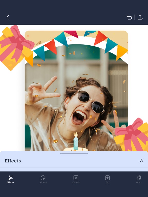 Frames and cards for birthday iPad screenshot 2 - Photo & Video app