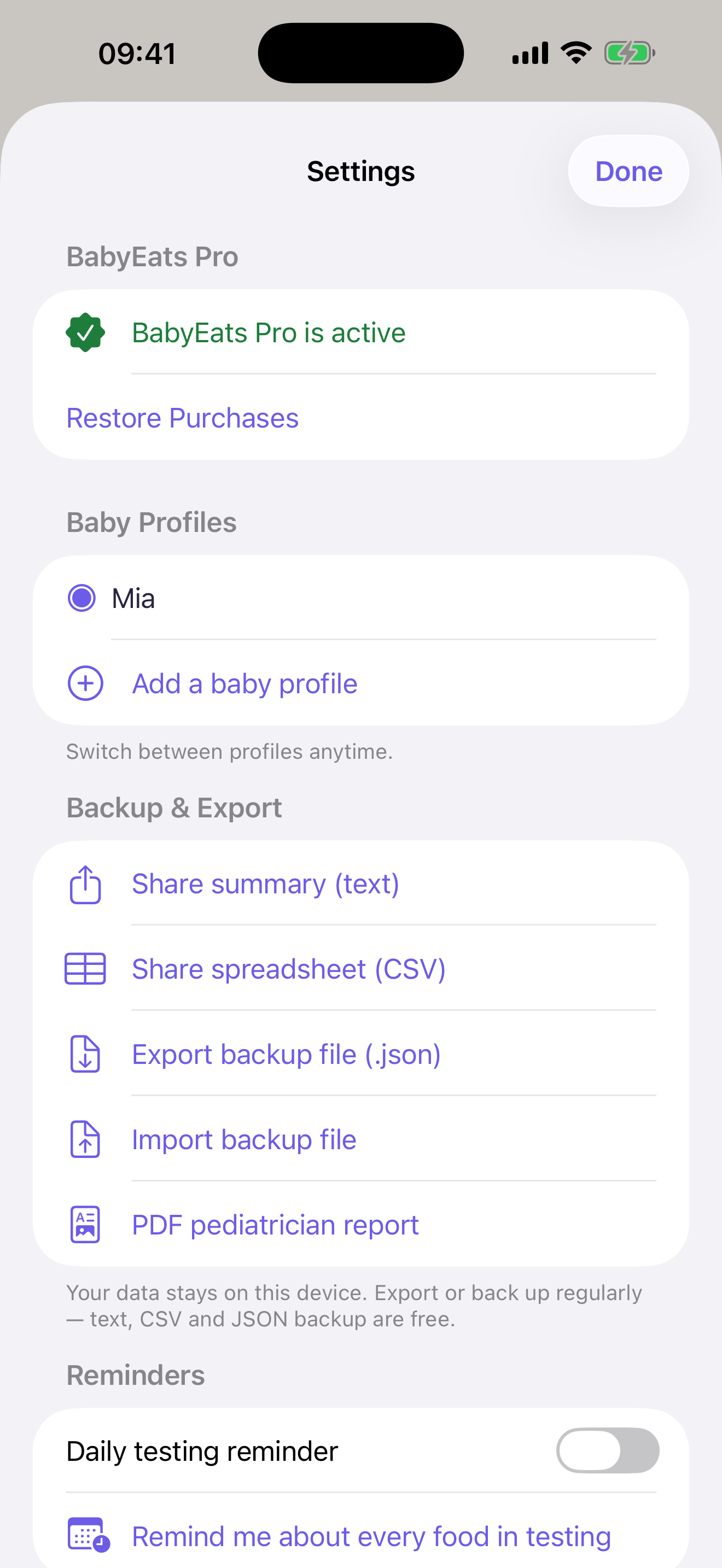 BabyEats - First Foods Tracker
