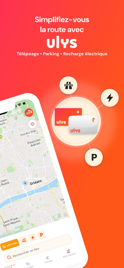 Ulys by VINCI Autoroutes - The app streamlines travel by showcasing a comprehensive map interface and essential service icons for tolls, parking, and electric charging.