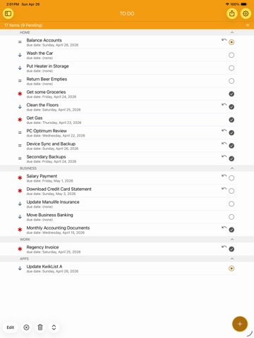 KwikList Plus iPad screenshot