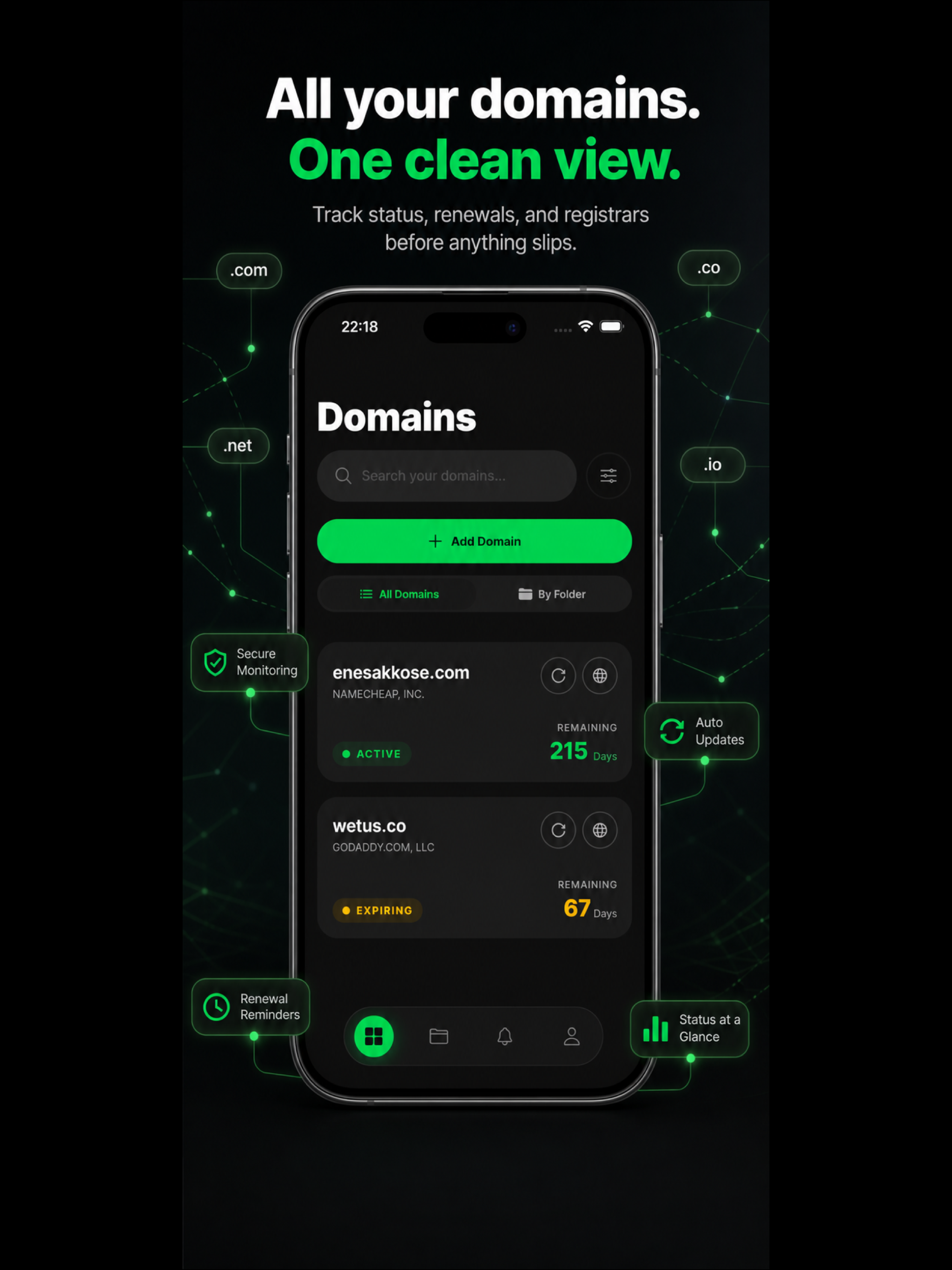 Domain Organizer: Tracker