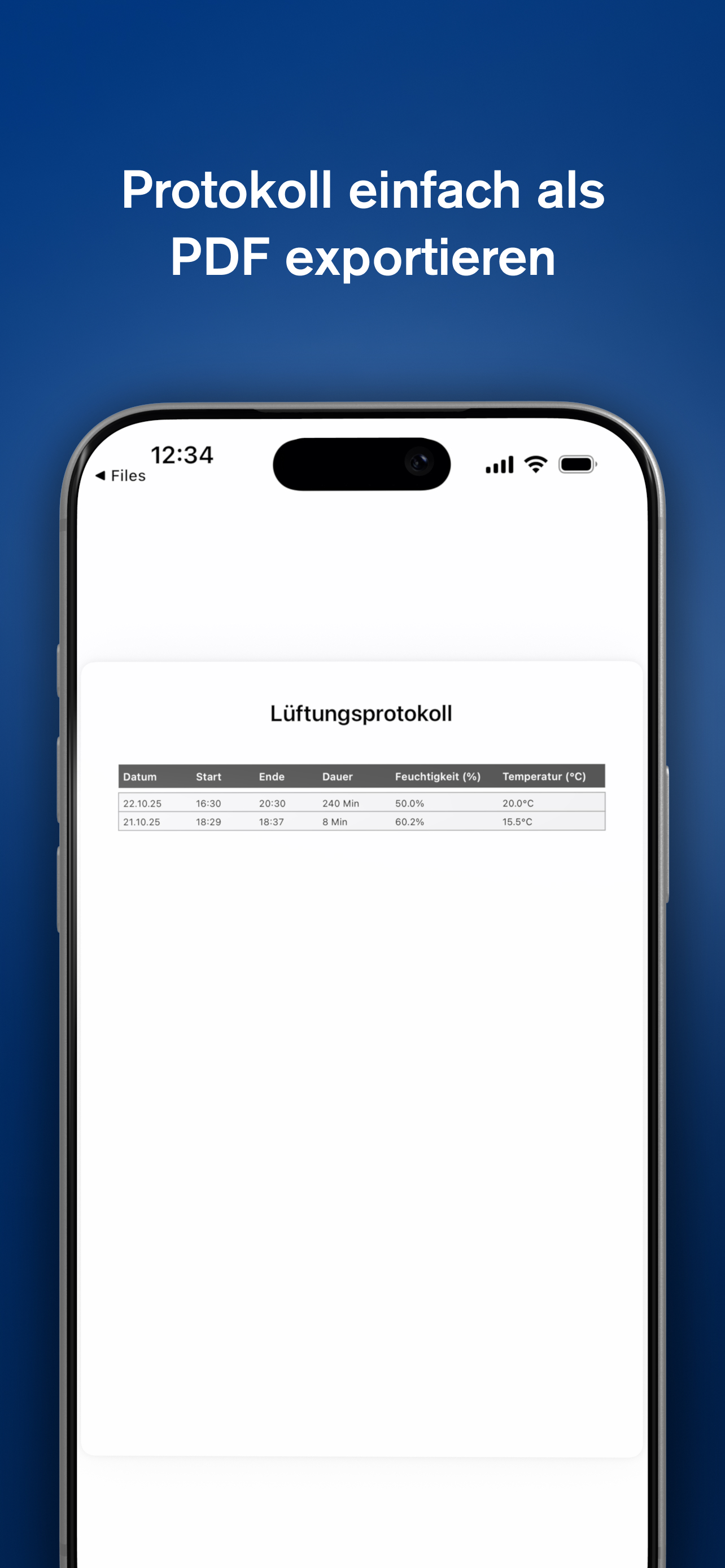 Lüftungsprotokoll screenshot 5