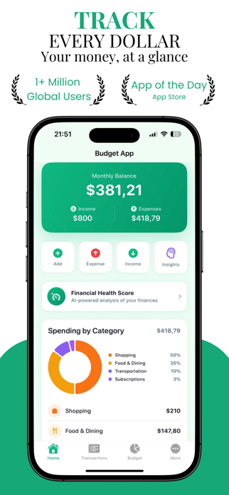 DailyBudget: Expense Tracker Screenshot 1 of 5