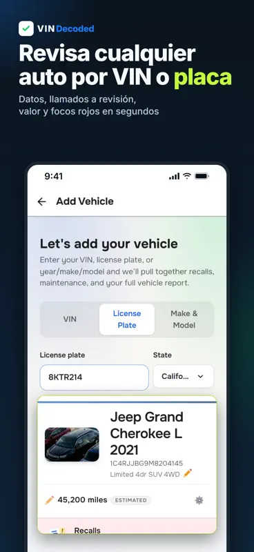 VIN Check Report, Plate Lookup screenshot 1 of 10