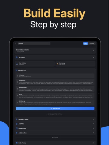 Cover Letter Maker - Get Hired iPad screenshot