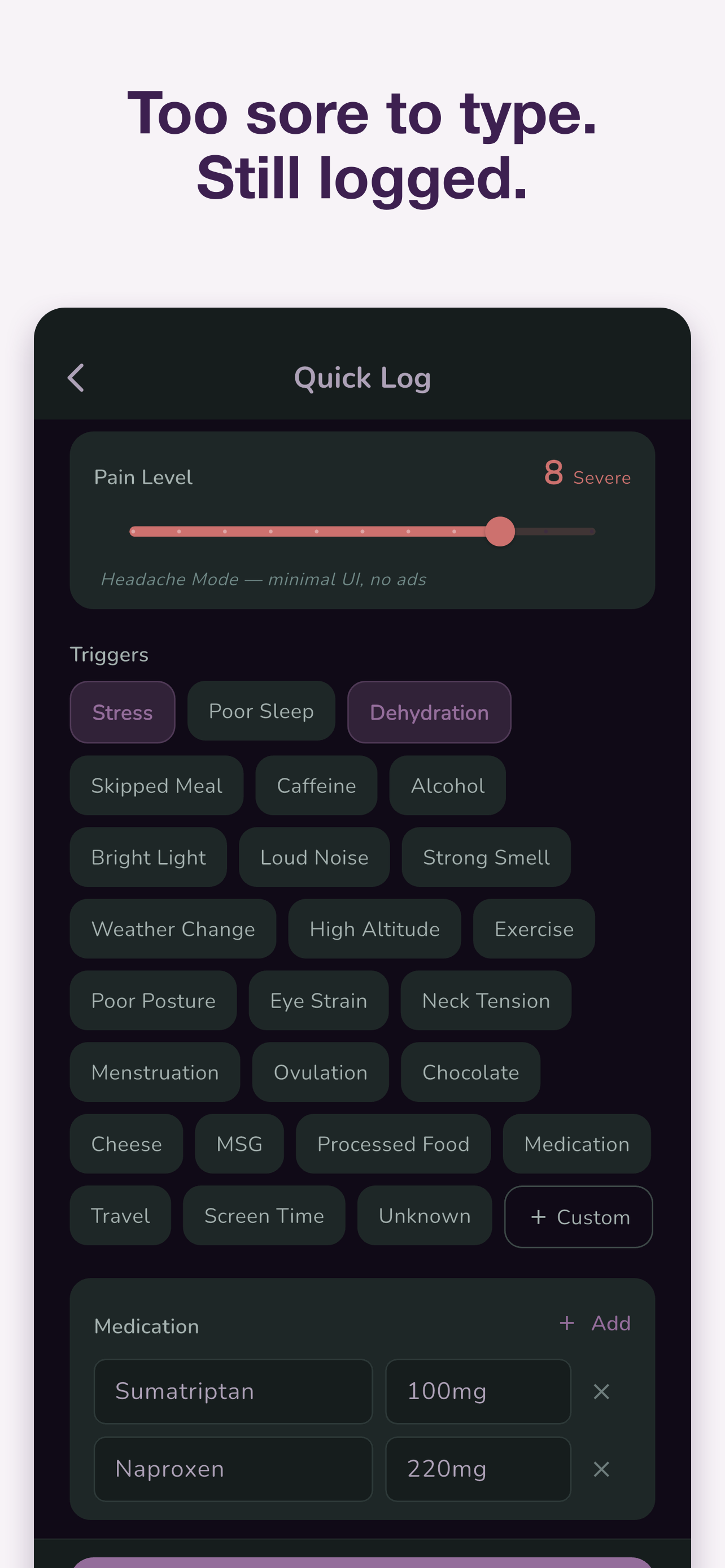 Migraine Diary – Headache Log