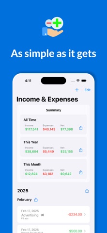 Simple Income Expense Log App screenshot