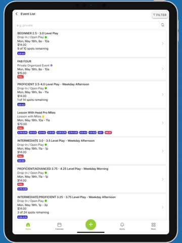 Springs Pickleball iPad screenshot