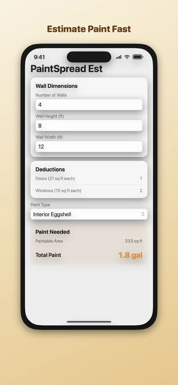 Screenshot #1 pour Paint Coverage Calculator