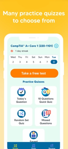 CompTIA Exam Prep Test 2025 iPhone screenshot