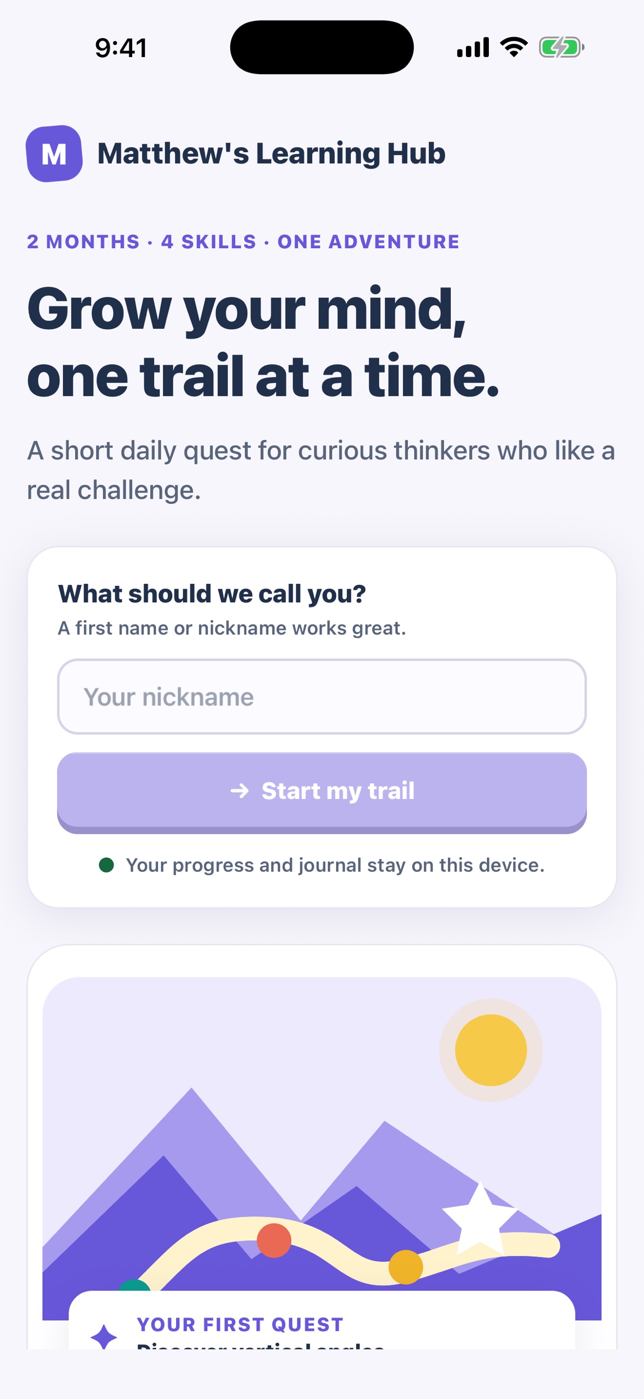 Screenshot 1 of Matthew's Learning Hub