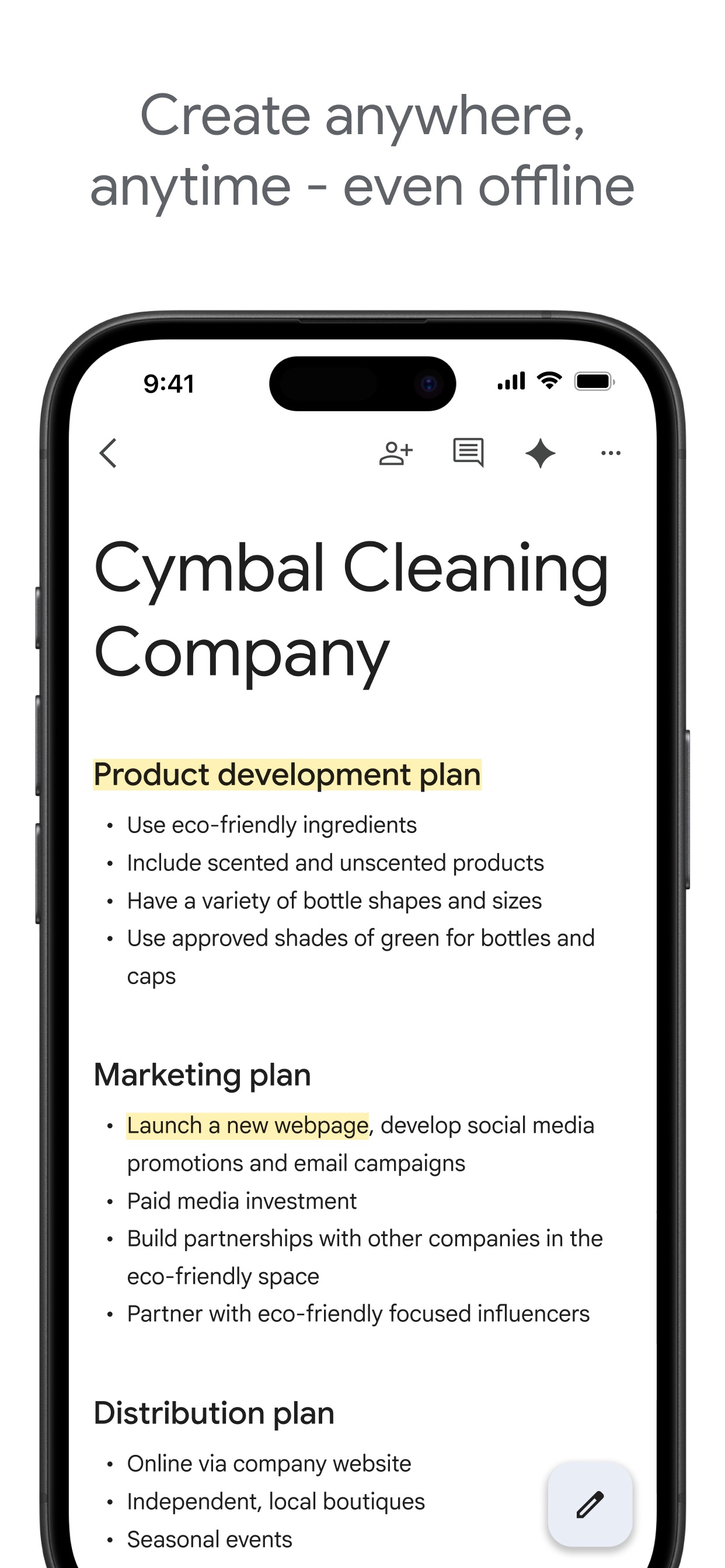Google Docs 스크린샷 1