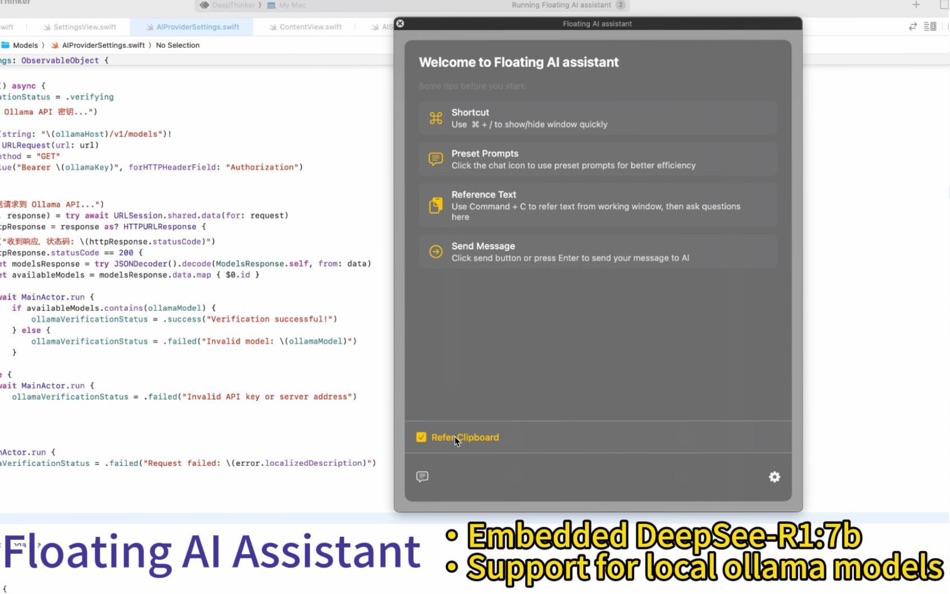 #1. Floating AI assistant (macOS) Podle: 斐 王
