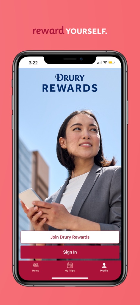 Drury Hotels - Users can effortlessly engage with the loyalty program, with prominent 'Join Drury Rewards' and 'Sign In' options for accessing benefits.