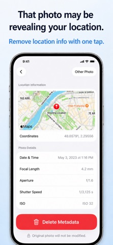 MetaClean: GPS & EXIF Remover iPhone screenshot