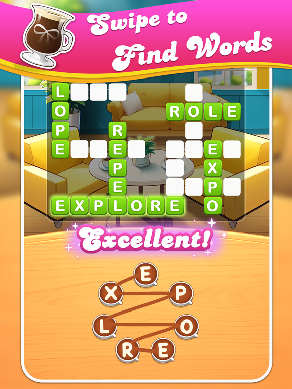 Brain training game:WordCoffee iPad screenshot 3 - Games app
