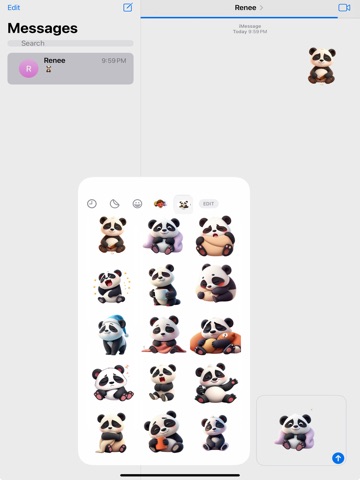 Sleepy Panda Stickers iPad screenshot
