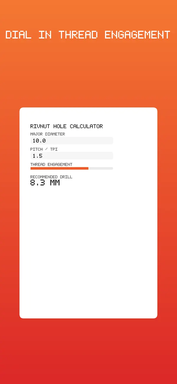 Screenshot #1 pour CNC Thread Drill Hole Calc