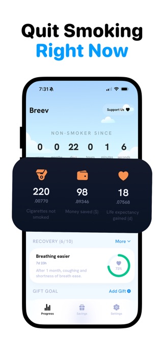 Quit Smoking Tracker - Breev Screenshot 1 of 7