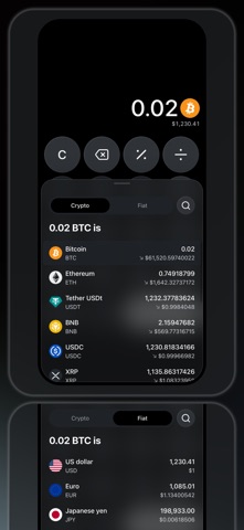 Bitcalc: Crypto, FX Calculator iPhone screenshot