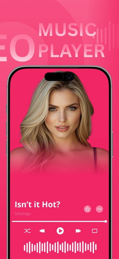 Tubidy Fm Offline Music Player - L'interfaccia del lettore musicale offre controlli di riproduzione completi, inclusa la funzione di shuffle e loop, e visualizza un'onda sonora dinamica che migliora l'esperienza visiva dell'ascolto.