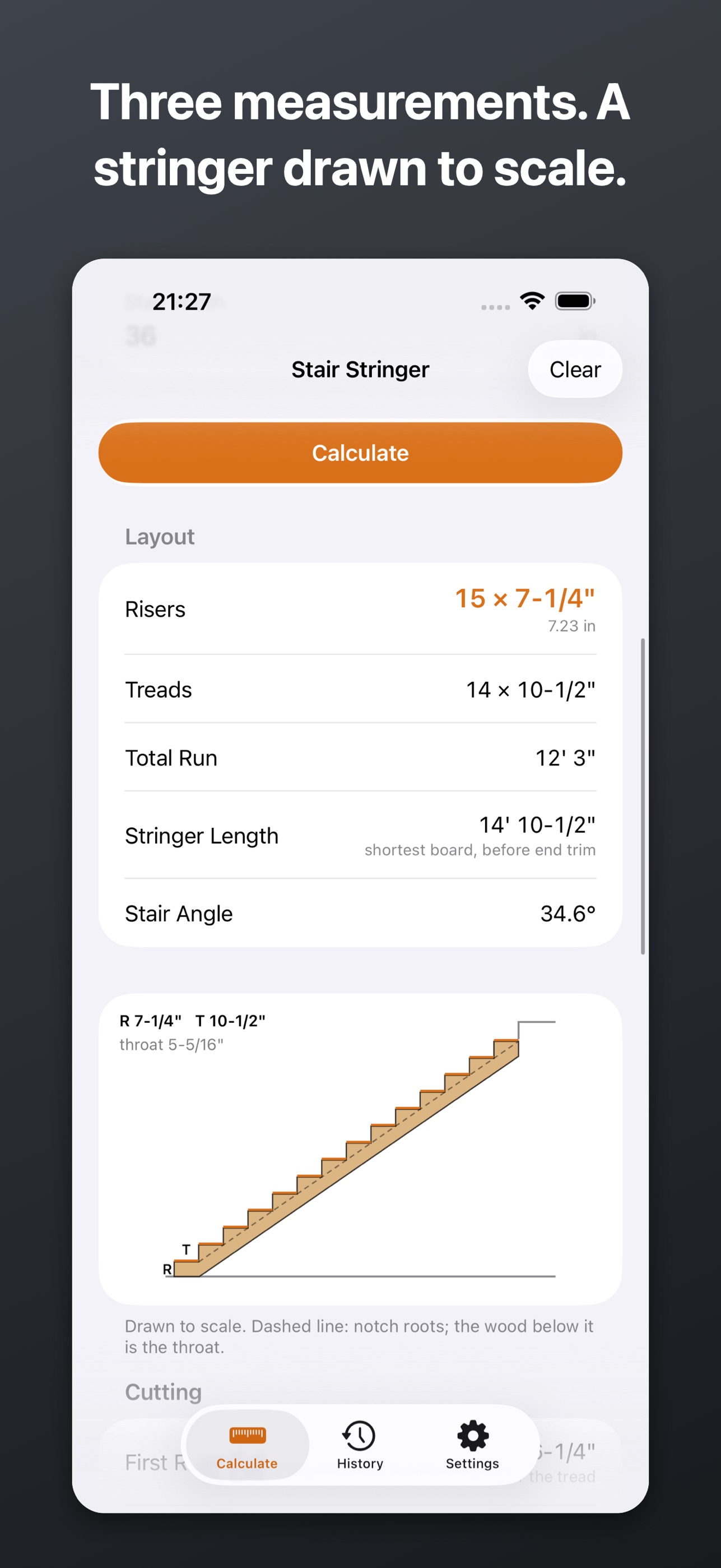 Screenshot 1 of Stair Stringer Calculator Pro