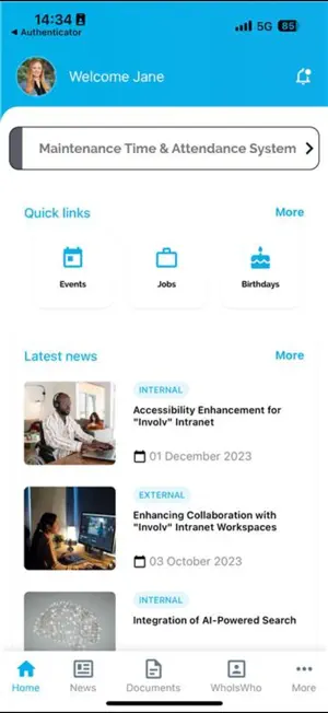 Involv Intranet screenshot 1