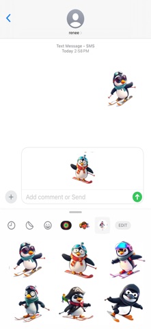 Skiing Penguin Stickers iPhone screenshot