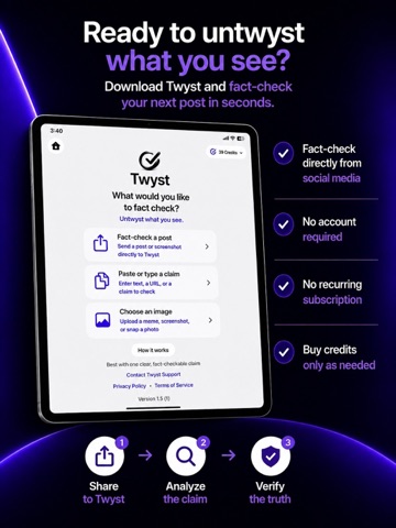 Twyst Fact Check iPad screenshot