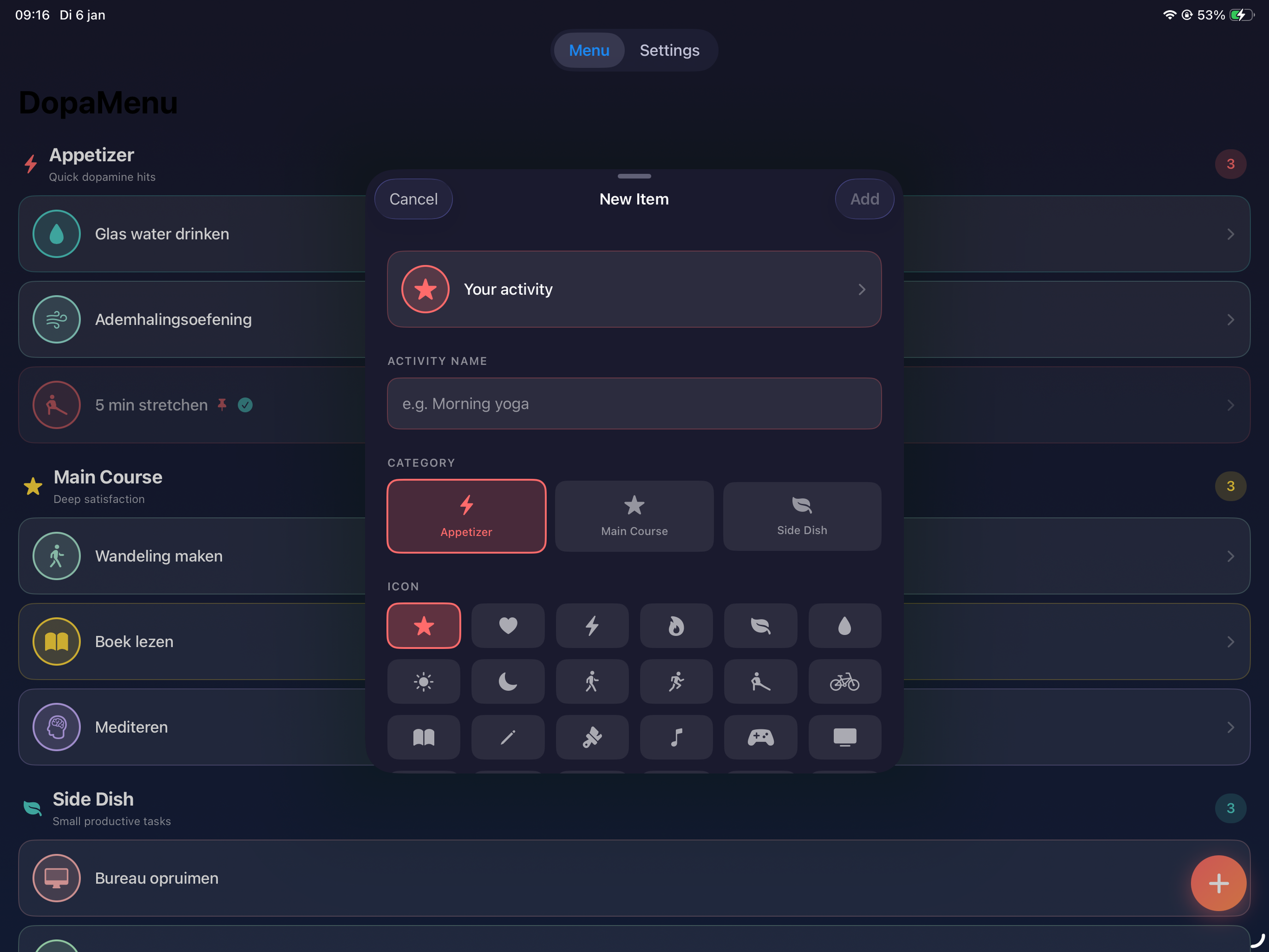 DopaMenu: Dopamine Planner