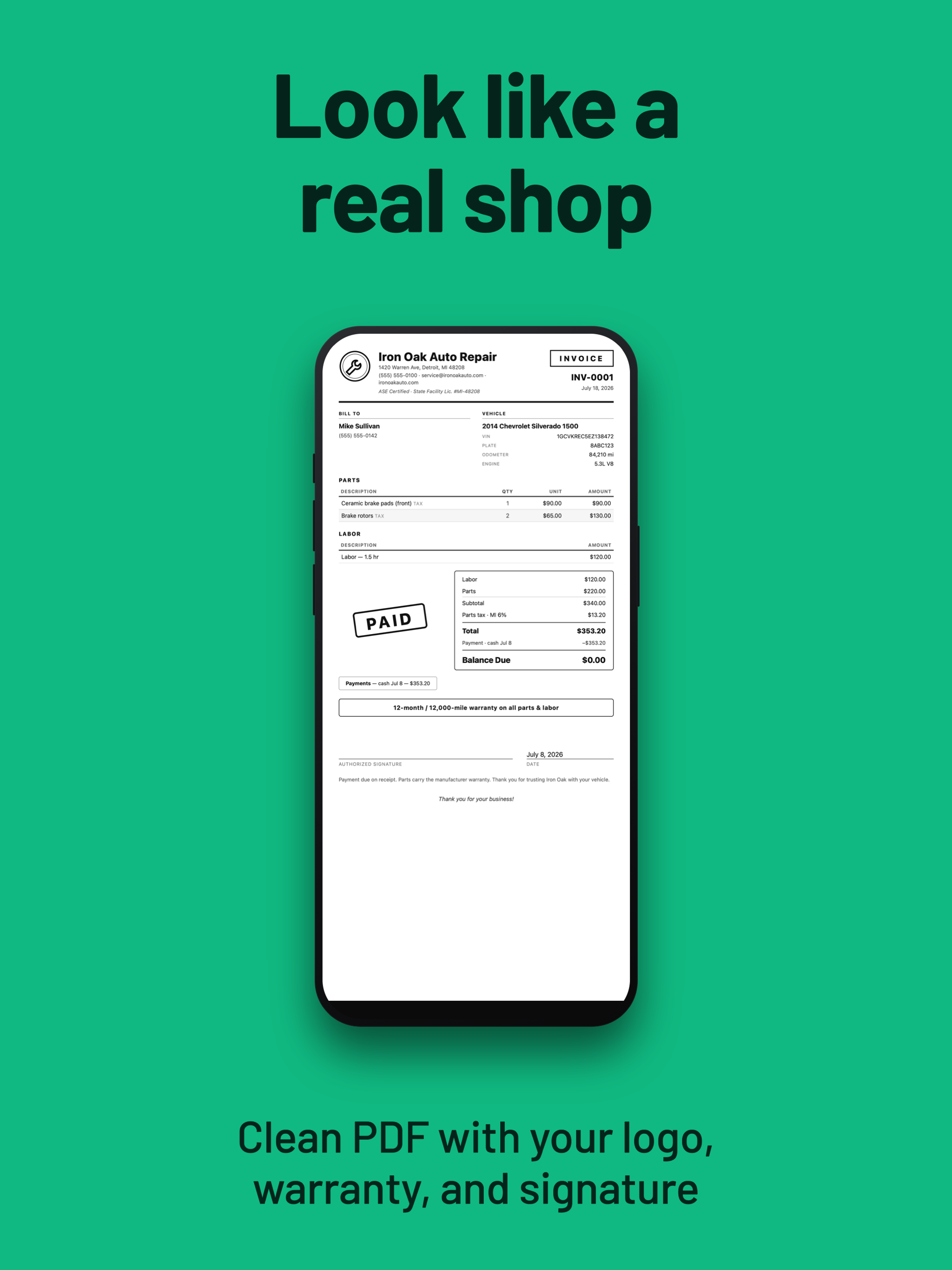 WrenchStrike: Mechanic Invoice screenshot 11