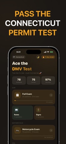 CT DMV Permit Test 2026 screenshot