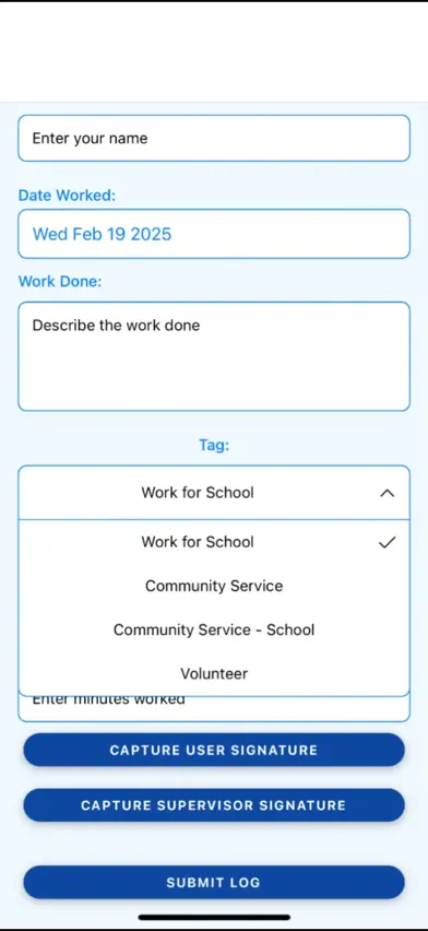 Community Service Log screenshot 2