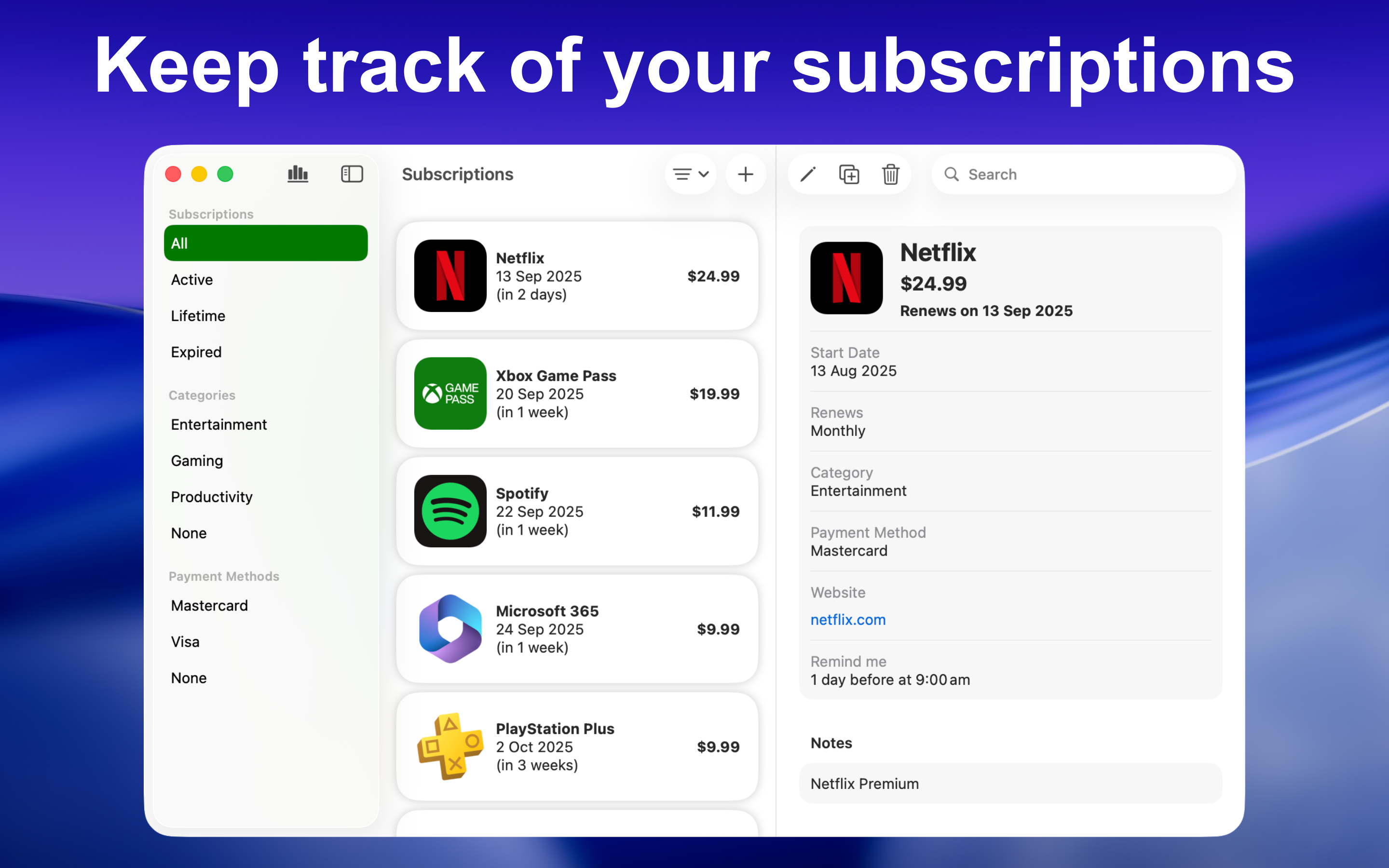 SubManager: Track Subs
